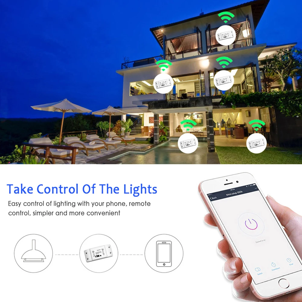 Умный светильник-переключатель DIY WiFi таймер выключателя Tuya/Smart Life APP беспроводной пульт дистанционного управления работа с Alexa Amazon Google Home