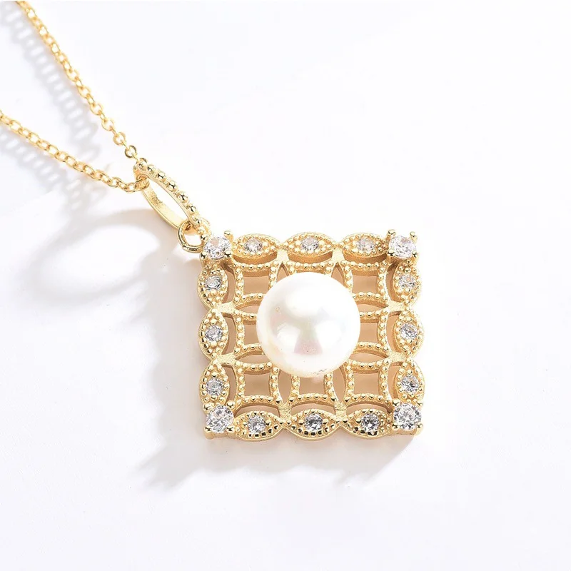 

MADALENA SARARA S925 Ancient Classic Style Pendant With 10mm Freshwater Pearl Women Necklace Natural White Color