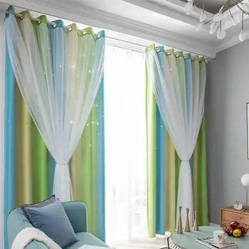 

1pc Decorative Curtain Hollow-out Blackout Curtain Stylish Window Curtain for Home Living Room Bedroom(210x134cm)