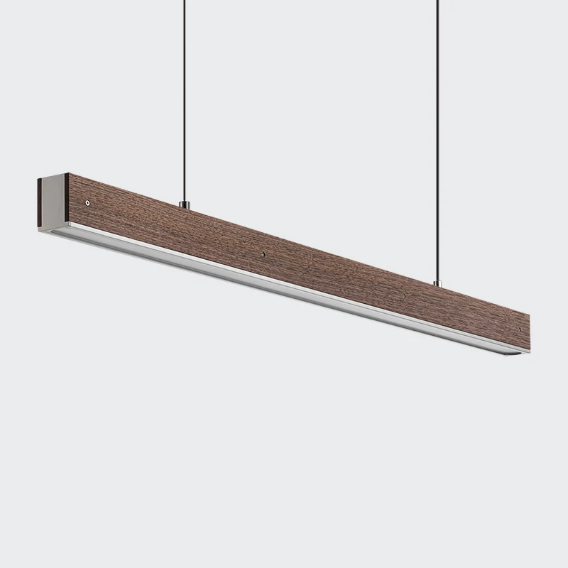 Customized 3m Length Solid Wood LED long Hang Lamp industrial style office bar Kitchen living room Alloy Pendant Light 4