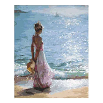 

Sea Girl Coloring By Numbers DIY Hand Painted Oil Painting By Numbers on Canvas Wall Pictures for Living Room Digital
