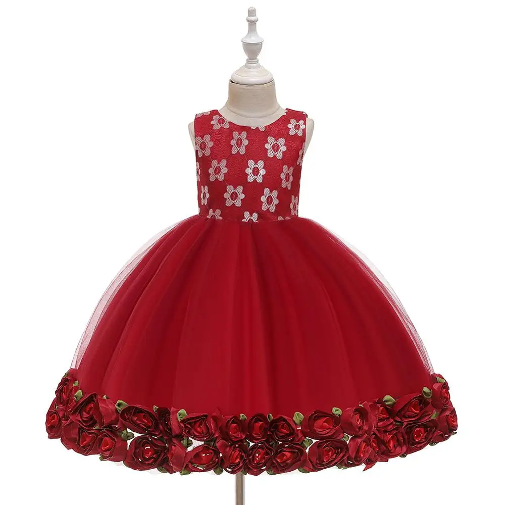 2016 red Free Ship Girl Wedding Dress Children First Holy Communion Formal Christmas Princess Party Prom Dress for Girl Birthday party - Цвет: 2016 red
