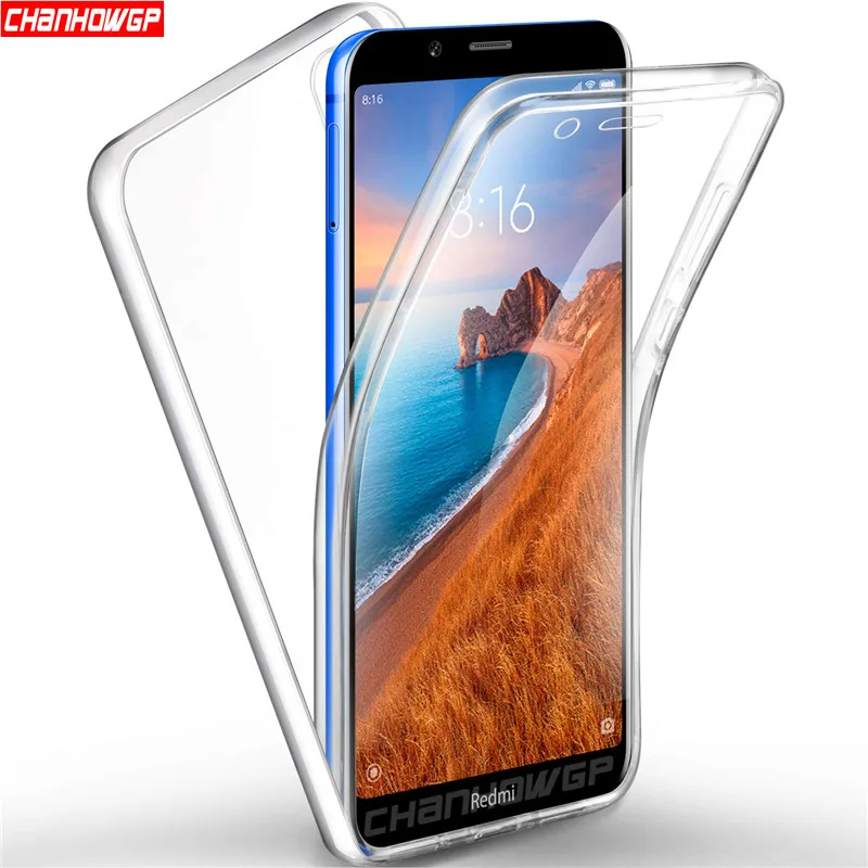

2X Double Silicone Case For Xiaomi Redmi 7A 7 A Hard PC Back Cover For Redmi Note 7 pro 360 Degree Full Body Protector Shell