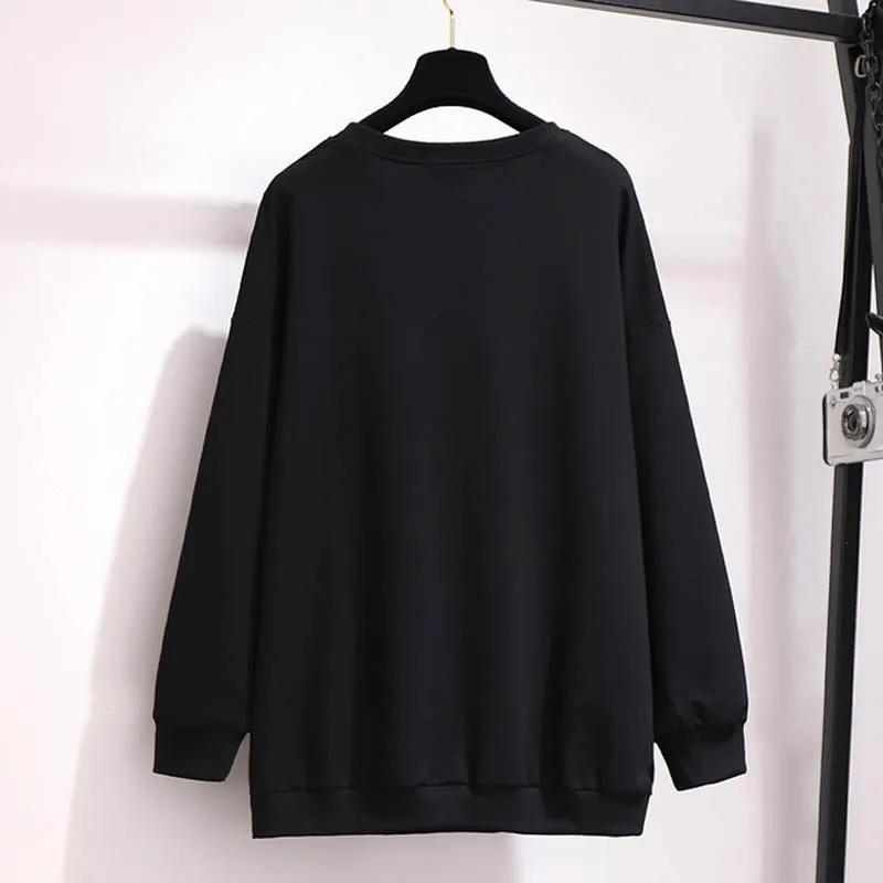 Осенние свитера размера плюс бюст 155 см 6XL 7XL 8XL 9XL 10XL Кофты черный цвет