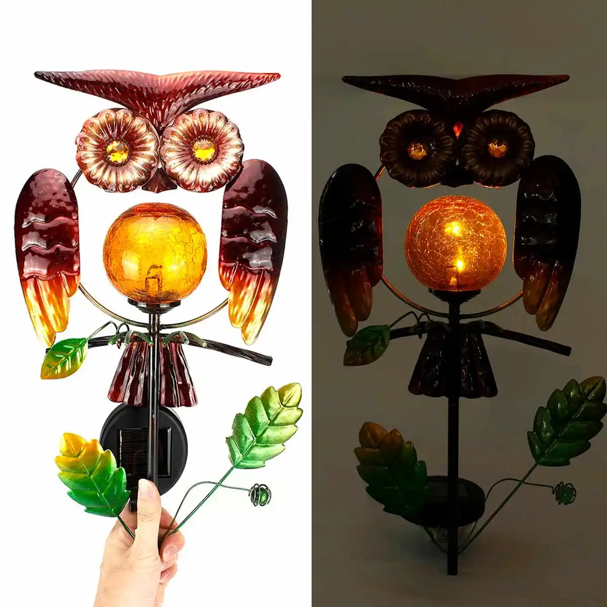 

IP55 Solar Power Owl Stake Lights Garden Outdoor Metal LED Stake Walkway Pathway Yard Lawn