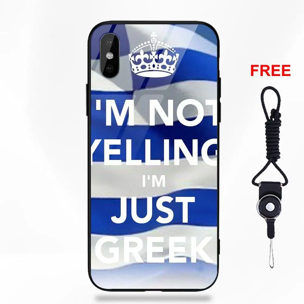 Keep Calm I'm греческий, Греция Флаг для Apple IPhone X XS Max XR 5 5C 5S SE, 6, 6 S, 7, 8plus, рисунок «сделай сам» Мягкий ТПУ чехол+ закаленное Стекло - Цвет: as picture