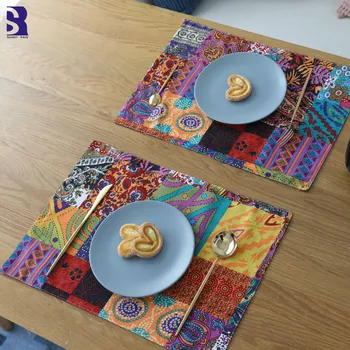 

SunnyRain 4-Piece Linen Cotton Table Setting Rectangle Table Placemat Decorations for Home Place Mats Insulation Mat
