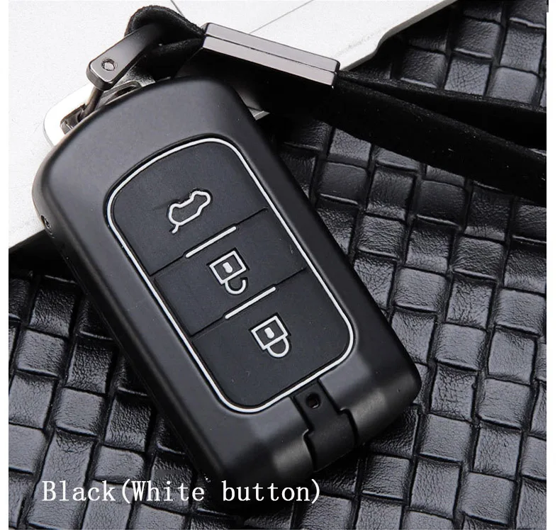 B Black White button Автомобильный металлический корпус ключа для Mitsubishi asx L200 lancer Pajero sport outlander 3 xl, умный чехол для ключа автомобиля, чехол для ключей в деловом стиле для автомобиля - Название цвета: B Black White button