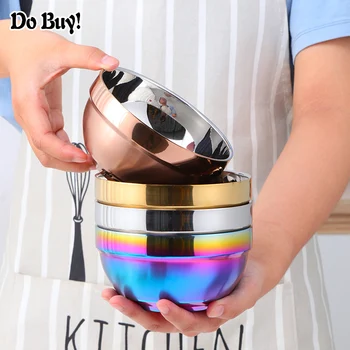 

Large Noodle Bowl Stainless Steel Bowls Non Slip Double Layer Soup Dumpling Bowls Hot Pot Tableware Kitchen Utensils