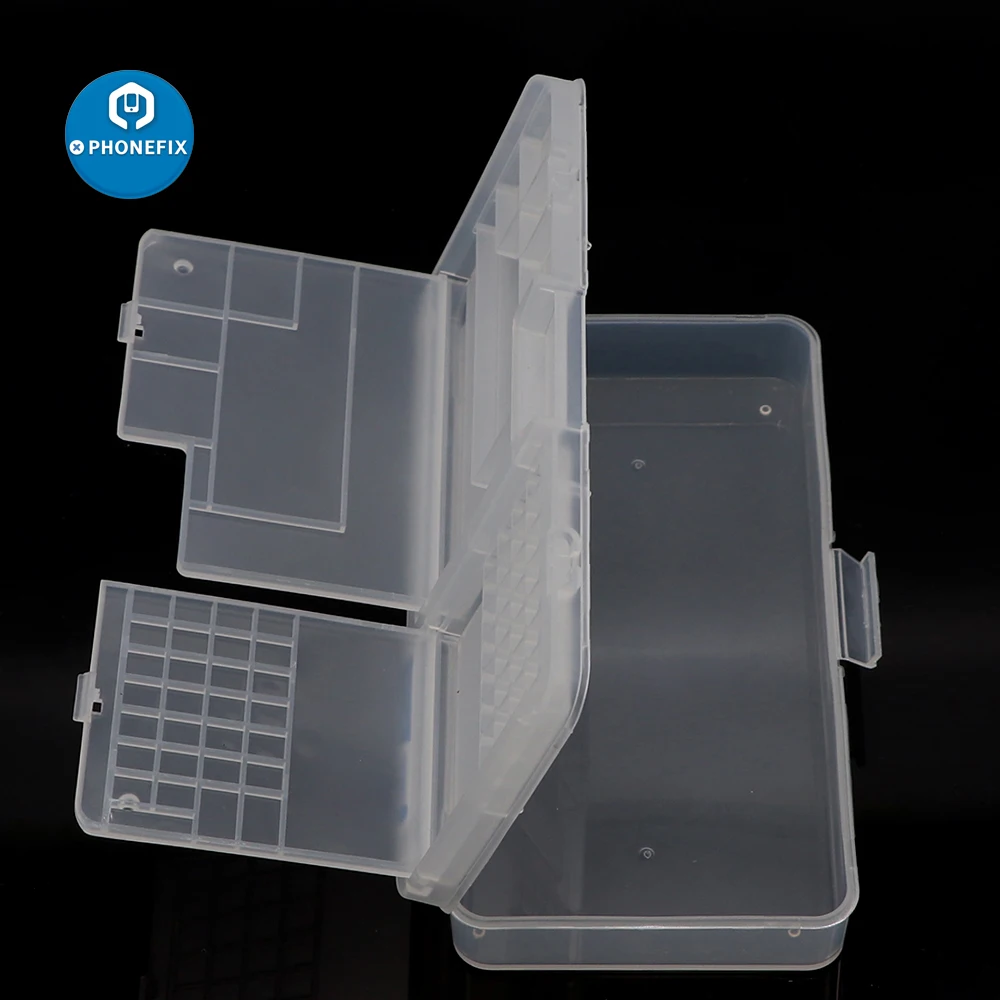 PHONEFIX коробка для хранения электроники для винты к мобильному телефону, аксессуары для ремонта, запчасти для хранения, двухслойная коробка для хранения