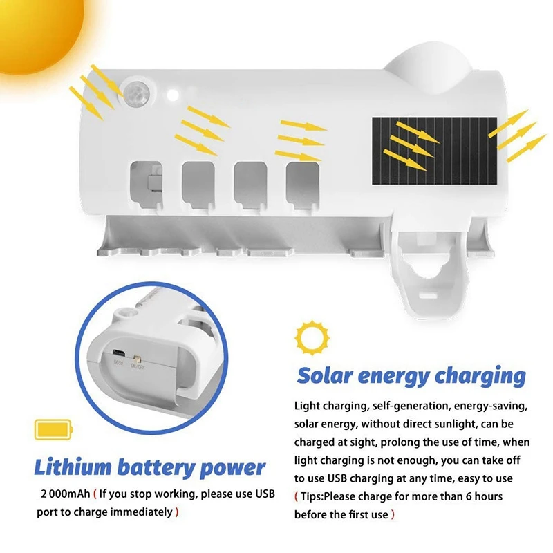 Солнечный ультрафиолетовый свет зубная щетка стерилизатор Автоматическая зубная паста диспенсер зубная щетка держатель гигиены полости рта очиститель