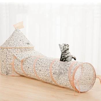 

Cat Toys Cat Play Tunnel With Ball Foldable Cat Cube Kitten Indoor Outdoor Toys Tent House Funny Pet Tunnel Toy Pet Tubes