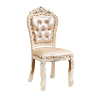 

M8 European Dining Chairs Like White House Hotel Tables and Chairs Soft Bag Make-up Nail Mahjong Back Single Solid Wood Chair