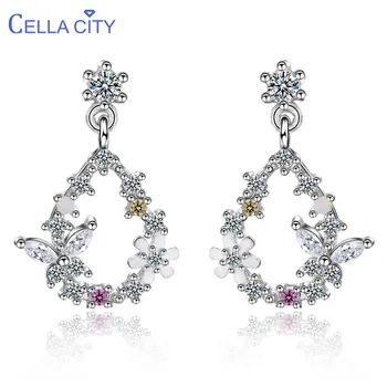 

Cellacity Sipmle Fresh Water Drop Shaped Silver 925 Jewelry Gemstones Earrings for Women Butterfly Flower Ear drops Dating Girl