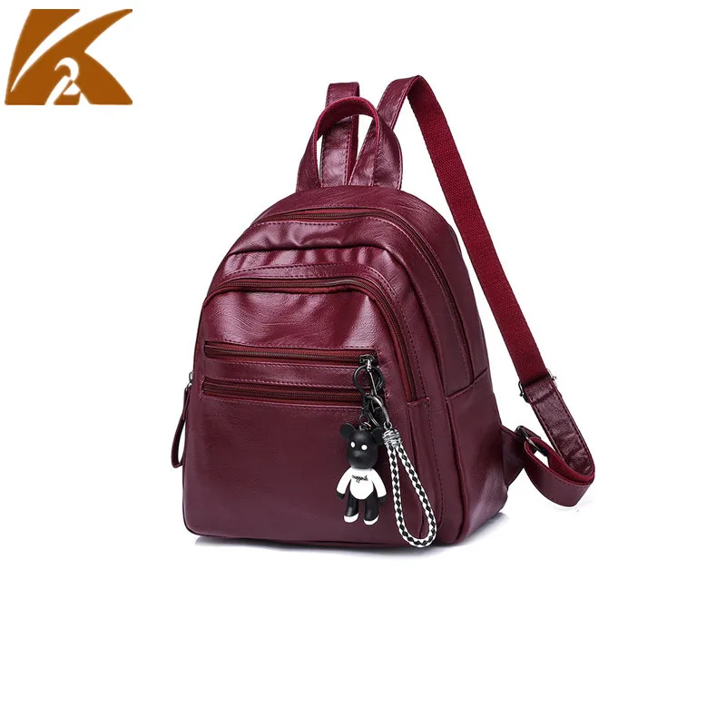 

KVKY Casual Travel Backpack Bag Women Leather Rucksack Bagpack Famous Brand Designers School Bags for Teenage Girls Backpacks