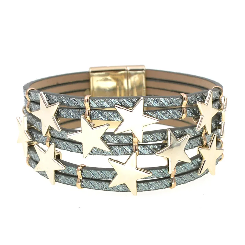 WELLMORE trendy women bracelet leather bracelets for women Metal stra charm bracelet fashion female jewelry wholesale