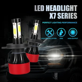 

OUIO 1Pcs 250W 7000LM H4 Car LED Fog Light Bulbs COB Chips shockproof Waterproof Auto LED Headlight Bulbs 6000K 12V 24V Red