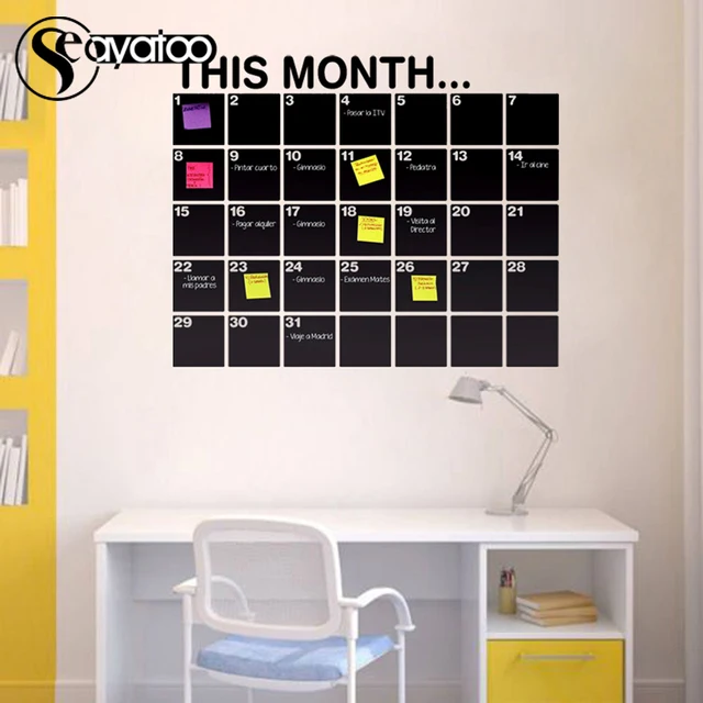 This Month Calendar Erasable Chalkboard Planner 58x72cm 6