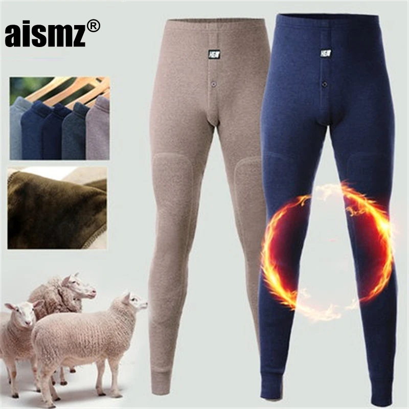 

Aismz New thermal underwear pants thick wear in very cold Winter underpants for Russian Canada and European men Protect the knee