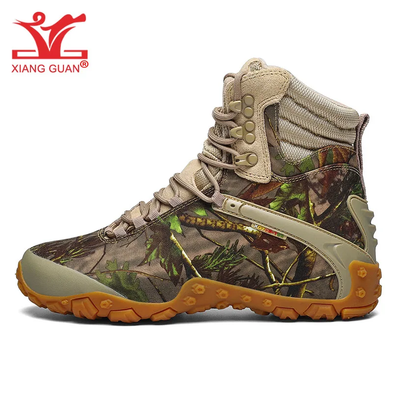 

XIANG GUAN Walking Boots Men Women Waterproof Sandy Black Military Camouflage High Outdoor Tactical Trekking Hiking Tourism Shoe