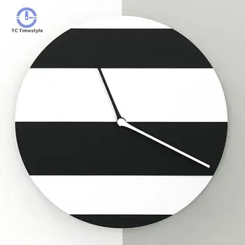 

Wall Clock 12 Inch Black And White Striped Simple Personality Home Clock Bedroom Kitchen Fashion Creative Gift