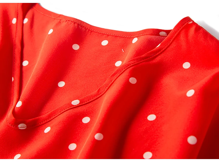 Летняя женская шелковая блузка, натуральный шелк, топы и блузки, женские, v-образный вырез, короткий рукав, шелковая, для работы, офиса, в горошек, блузы