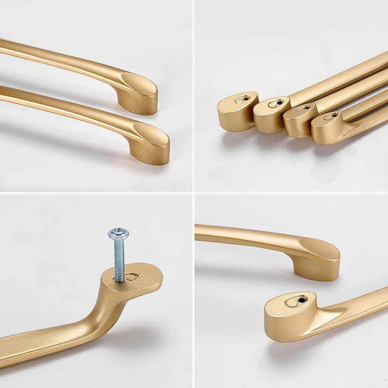 Матовые золотые дверные ручки для мебели шкафов и ящиков Алюминиевый сплав