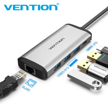 

Vention USB C Ethernet Adapter USB Hub 3 ports Converter Type C 3.0 USB to RJ45 Lan Network Card for Macbook USB Ethernet Switch