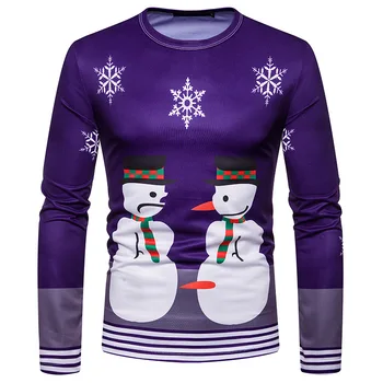 

New-3D Cool Printed Fashion Men Christmas Section Christmas Snowman Pattern Long-sleeved T-shirt Ct484