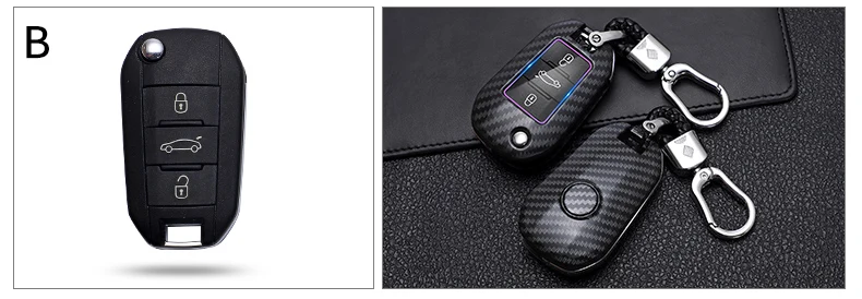 Carbon Fiber Car Smart Key Cover Case For Peugeot 3008 208 308 508 408 2008 307 4008 Citroen C4L Protect Shell Accessories - H26cfa178919f49ccbd5057ef5f17179dm