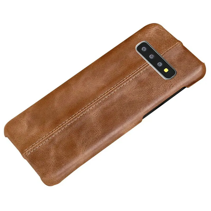 Коричневый Чехол Coque для samsung Galaxy S10e S10 S9 S8 Plus, чехол для Galaxy S10 Plus, задняя крышка из натуральной кожи, чехол S9 Plus Capa Fundas - Цвет: Коричневый