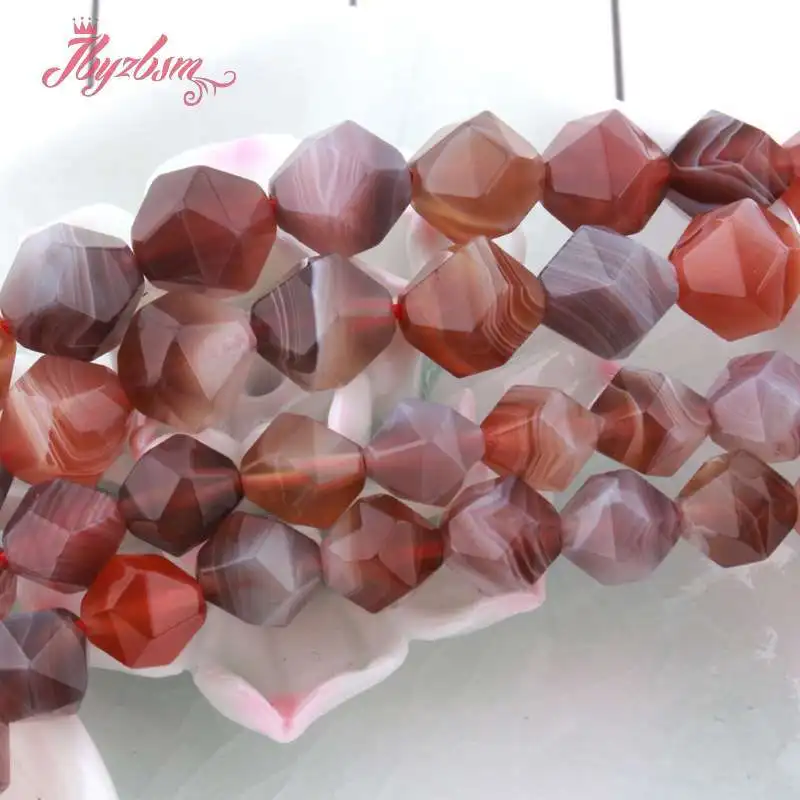 Natural Botswana Agates Square Faceted Loose Beads Stone Beads For Woman DIY Necklace Bracelet Jewelry Making Strand 15