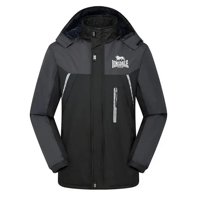 Новая зимняя мужская флисовая походная куртка с принтом LONSDALE, мужская куртка для кемпинга, походов, альпинизма, водонепроницаемая ветрозащитная куртка - Цвет: Black-B