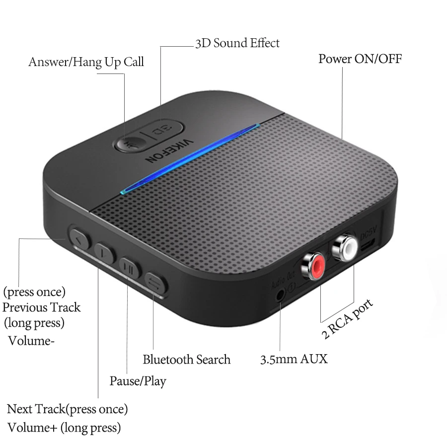 20H& 50M& 3D Bluetooth приемник 5,0 AptX LL 3,5 мм AUX Jack 2 RCA аудио беспроводной адаптер Музыка для автомобильных наушников микрофон рецептор