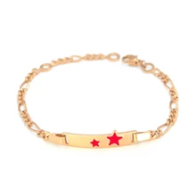 Золотые браслеты с красной звездой для маленьких детей; ювелирные изделия; браслет для крещения; Bebe Enfant Pulsera Bebe Bracciali; детский браслет для мальчиков и девочек; B1133