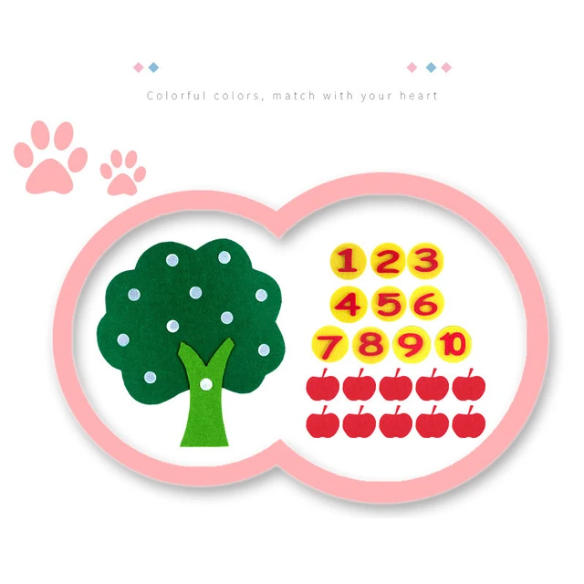 Montessori Math Toy Apple Trees Teach kids development Intelligence Kindergarten Diy Weave Cloth Early Learning Education Toy 5
