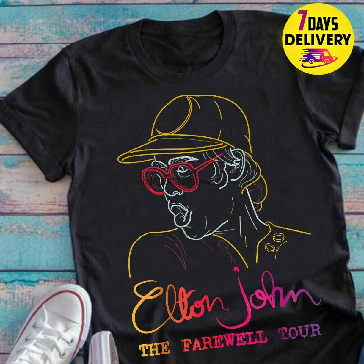 Футболка для фанатов Elton John The barrel Черный Размер S 3Xl | Мужская одежда