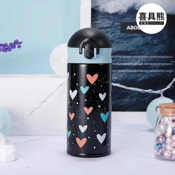 

Korean Cartoon Love Star Bullet Cover Stainless Steel Thermoses Leakproof Seal Vacuum Flasks Sport Outdoor Portable Straight Cup