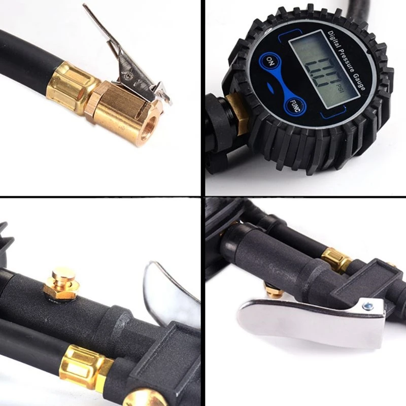 Digital Tire Inflator Pressure Gauge Air Compressor Pump Quick Connect Coupler for Car Truck Motorcycle