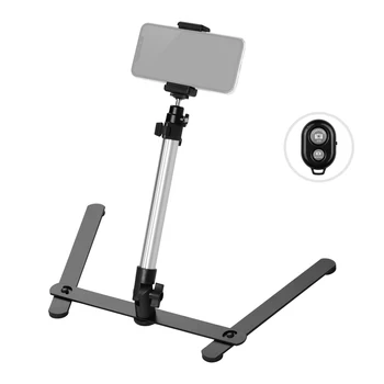 

Phone Livestreaming Stand Kit w/ Adjustable Phone Holder Remote Control Phone Mount Stand Tabletop Monopod Stand for Smartphone