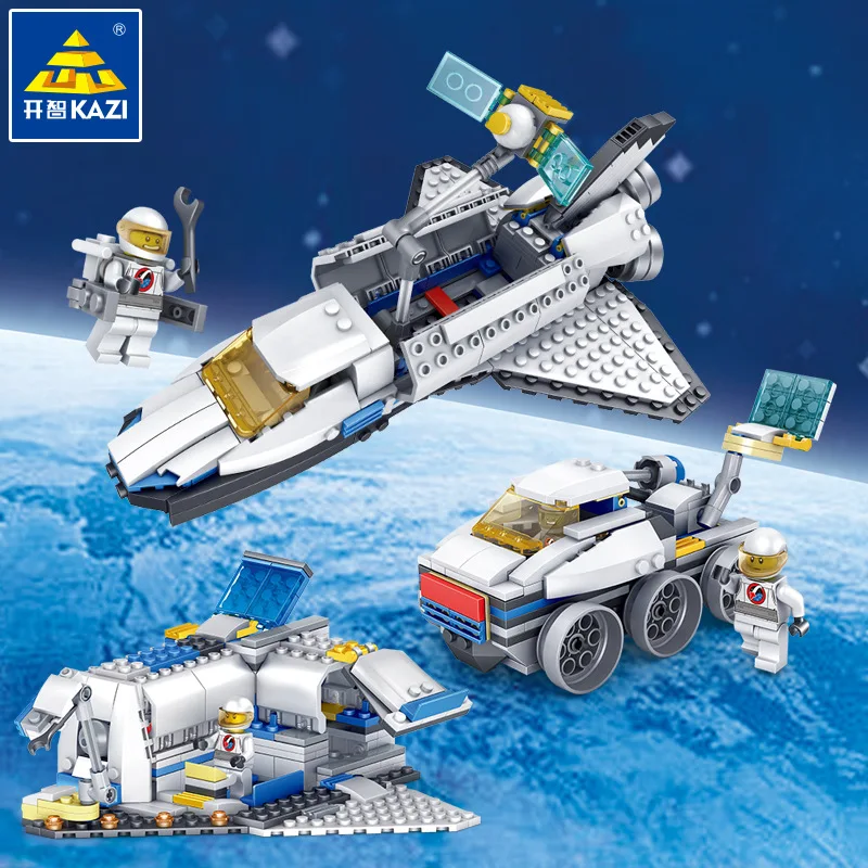

Children'S Educational Assembled Toys KAZI Space Shuttle Camping Caravan ENLIGHTEN Inserted Building Blocks Creative Decoration