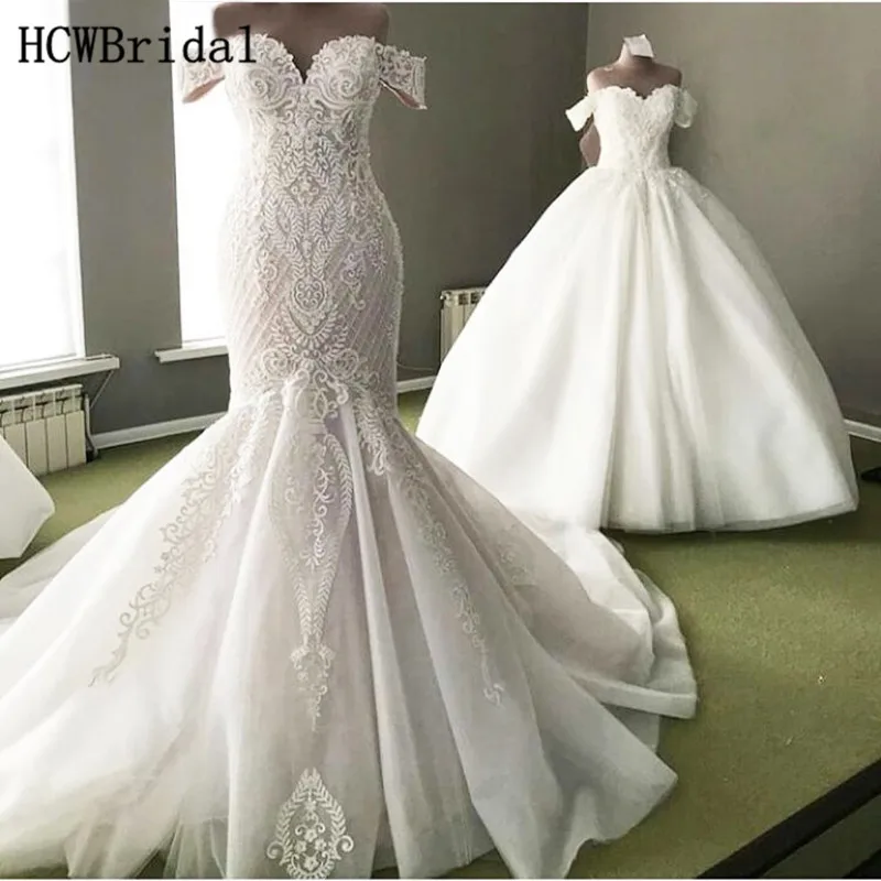 Robe De Mariage Sirene великолепные кружевные свадебные платья русалки милое длинное свадебное платье с открытыми плечами на заказ - Цвет: Слоновая кость
