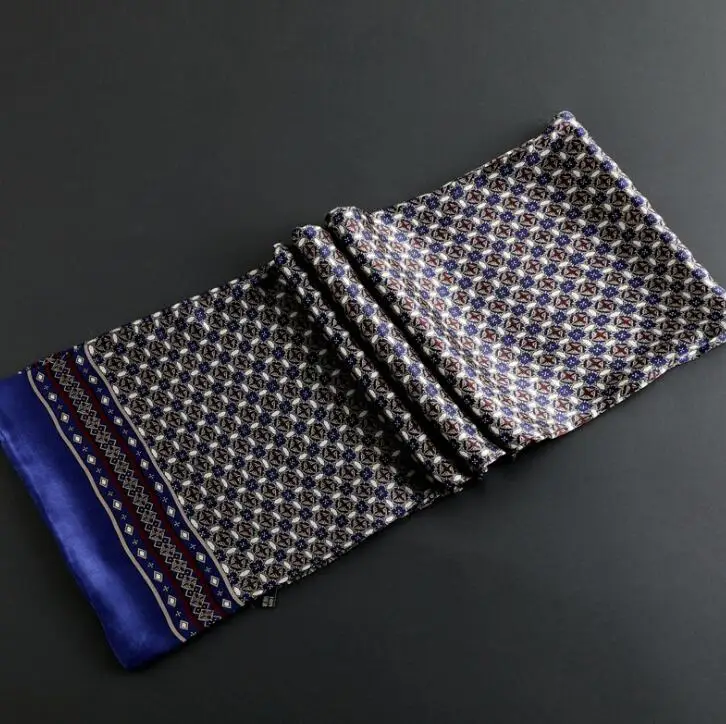 

Free Shipping High Quality Men Long Printed Design 100% Pure Silk Cashew Pattern Silk Scarves Double Layer Silk Neck Scarves