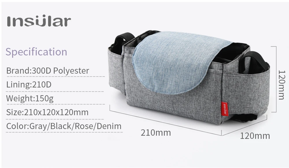 Baby Stroller Organizer Bag Mummy Diaper Accessories Carriage Large Capacity Outdoor Travel Nappy Cup Holder Stroller Wagon Bag baby stroller accessories outdoor