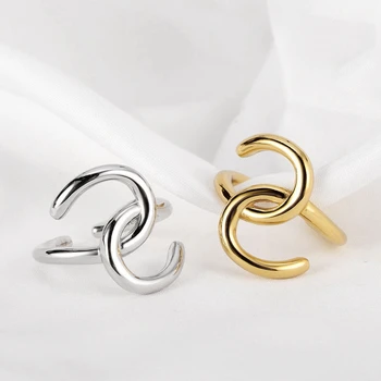 

Silvology 925 Sterling Silver U Shape Rope Knot Rings Elegant Line Design Quality Irregular Rings for Women 925 Korea Jewelry