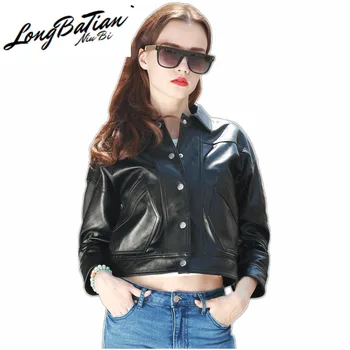 

Jacket 100% Genuine Women Streetwear Real Skeepskin Coat Female Fashion Casual Korean Elegant Leather Jackets 09