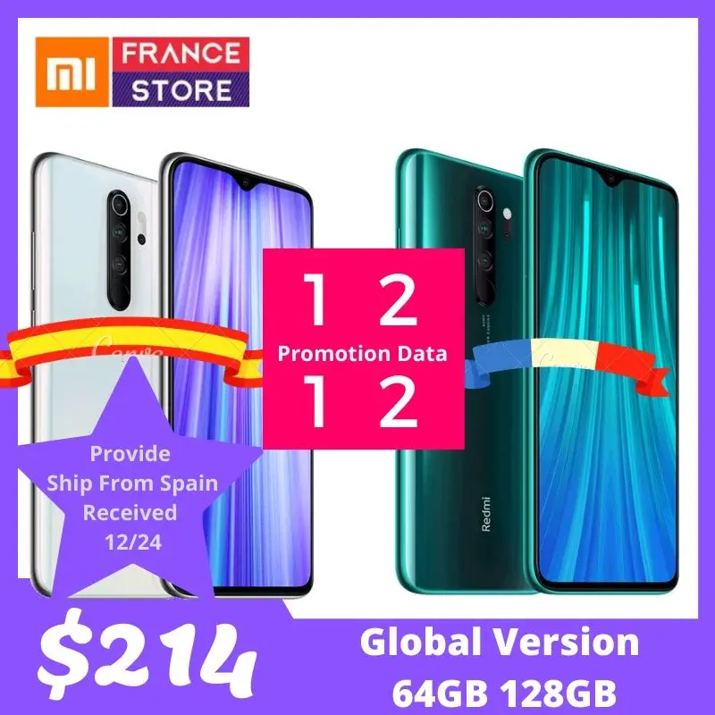 

Xiaomi Redmi Note 8 Pro Global Vervsion 6GB 64GB Smartphone Helio G90T Octa Core 6.53” 64MP 4500mAh NFC Mobile Phone Android