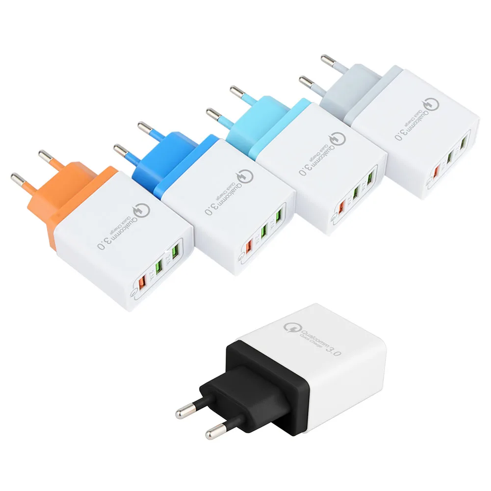 Универсальное дорожное настенное зарядное устройство USB с 3 портами 18 Вт, портативное быстрое зарядное устройство QC 3,0, настенный адаптер, совместимый с iPhone iPad