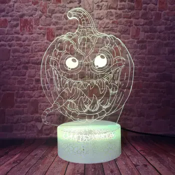 

Flash Hallowmas Pumpkin Model 3D Illusion LED Desk Nightlight Colorful Changing Light Light-up Toys