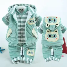 Комплект детской одежды для маленьких мальчиков и девочек; костюмы; бархатная куртка с капюшоном и рисунком; пальто и штаны; комплекты одежды для детей